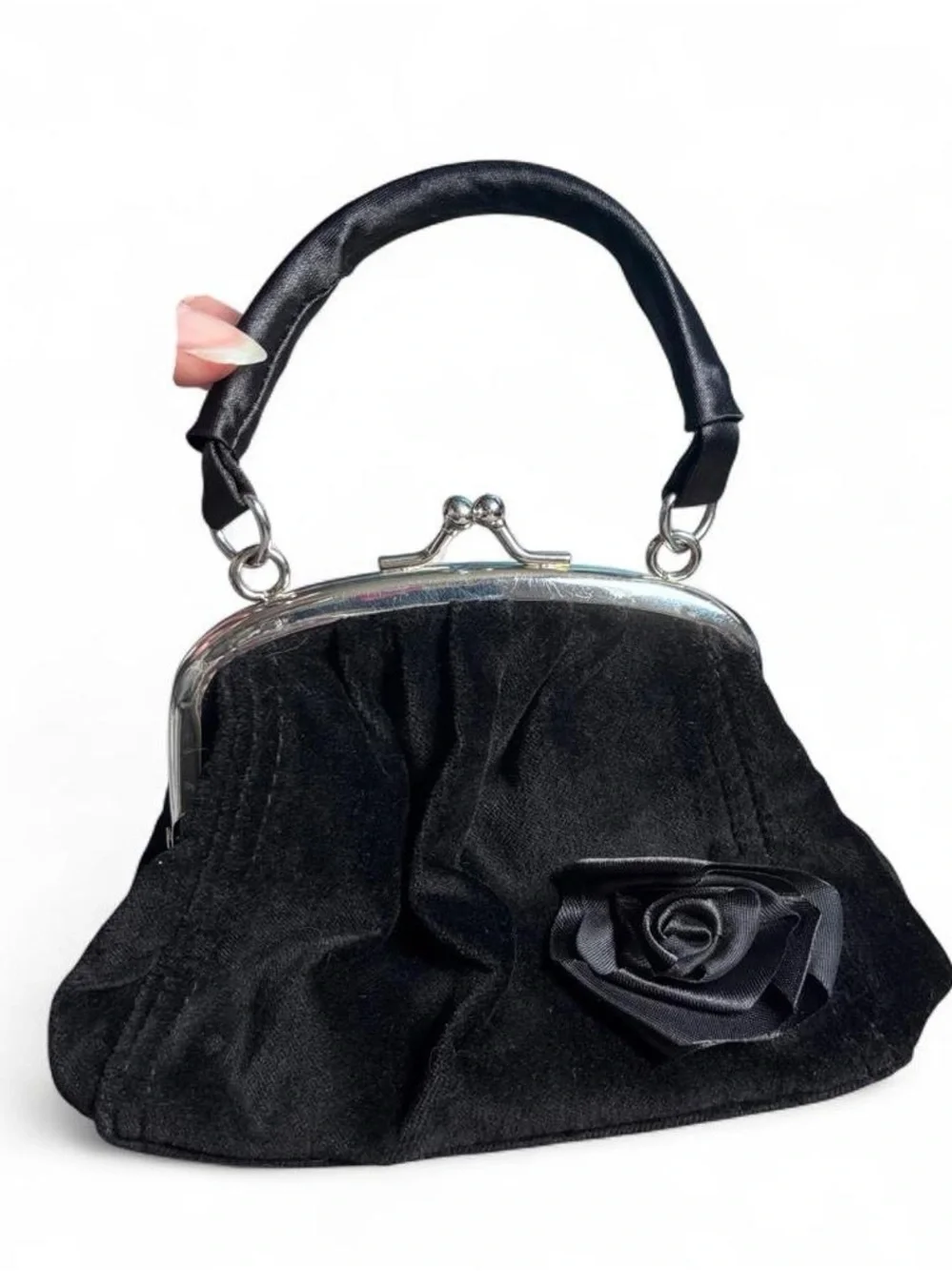 Vintage 2005 Gap Kids Black Satin Kisslock Mini Bag Holiday Release